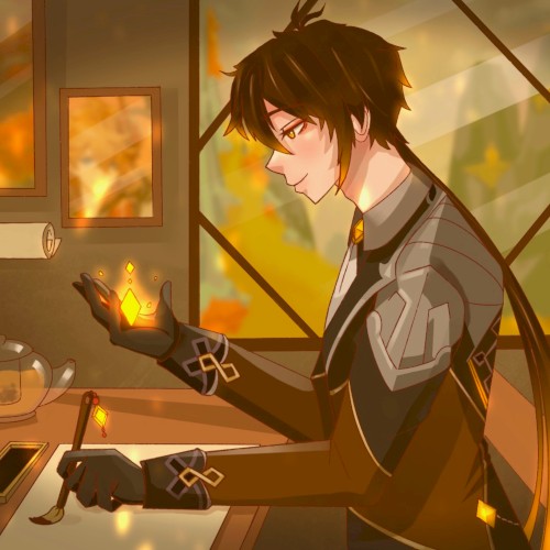 brewing tea with zhongli