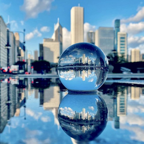 Cityscape in a Glass Sphere